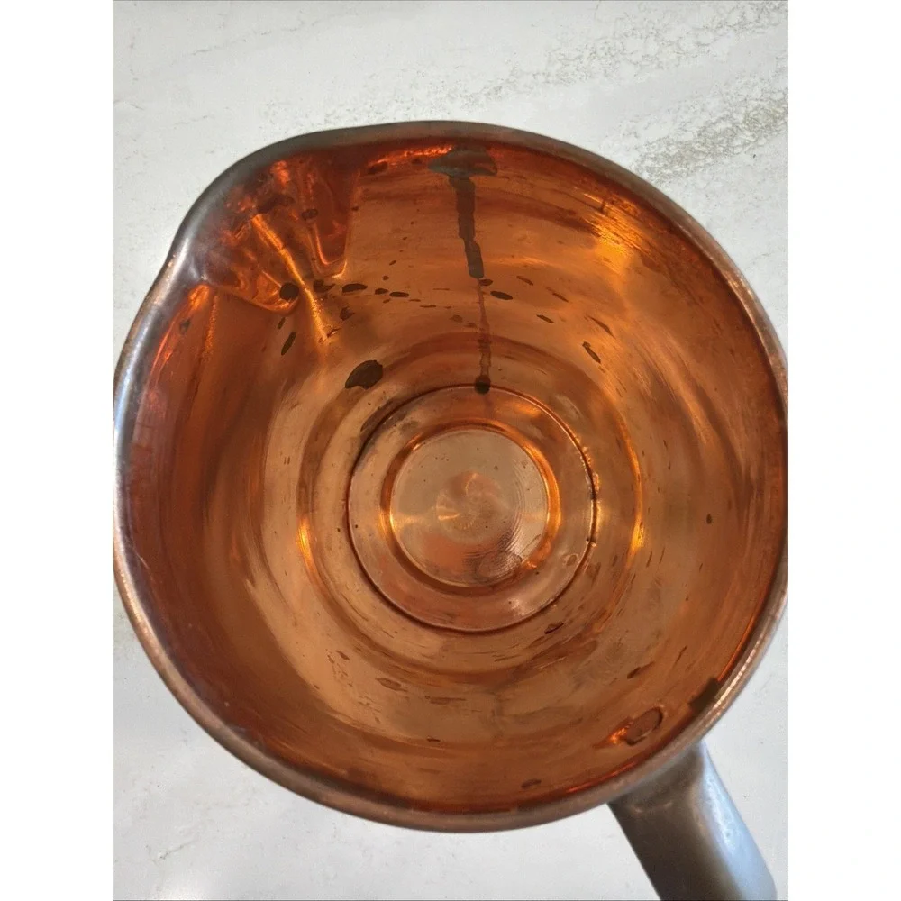 Antique Solid Copper Dairy Milk Measure Pitcher Hand Riveted Farmhouse 7
